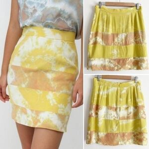 Shabd 100% silk tie-dye mini skirt yellow sunshine‎